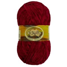 Пряжа Adelia Dolly Velour, 100% микрополиэстер, 5*100 г, 93 м+-6 м, №21, красный