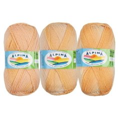 Пряжа Alpina Romantic, 100% шерсть, 5*100 г, 300 м+-15 м, №04 светло-персиковый, светло-желтый