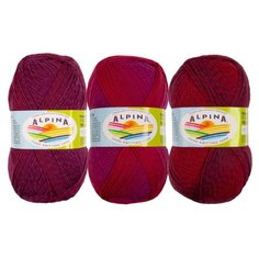 Пряжа Alpina Romantic, 100% шерсть, 5*100 г, 300 м+-15 м, №08, малиновый, светло-сиреневый