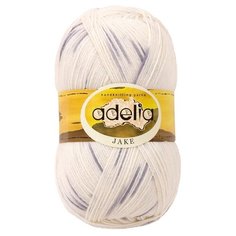 Пряжа Adelia Jake, 75% шерсть, 25% нейлон, 5*100 г, 400 м+-15 м, №01, белый, серый