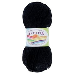 Пряжа Alpina Holly, 100% мерсеризованный хлопок, 10*50 г, 200 м+-10 м, №002, черный