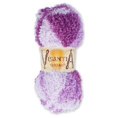 Пряжа Visantia Zikzak, 100% полиэстер, 5*100 г, 100 м+-3 м, №2220, белый, светло-сиреневый