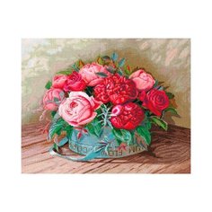 Набор для вышивания Сделай своими руками из хлопка, "Пионы и розы", 44*35 см (57855500622)