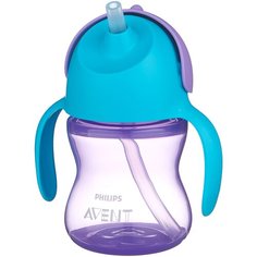 Поильник с трубочкой Philips AVENT SCF796/02, 200 мл фиолетовый/голубой