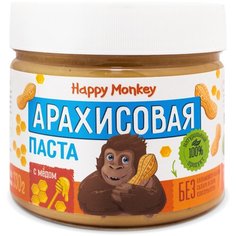 Happy Monkey Паста арахисовая с мёдом, 330 г