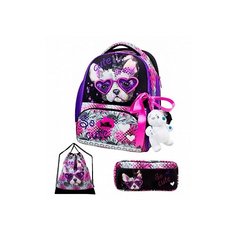 DeLune Ранец 10-001, черный/фиолетовый/розовый