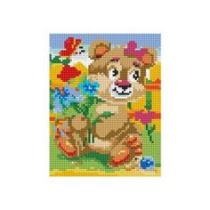 Алмазная мозаика "Мишка с цветами" 17х22 см (AS17004) Рыжий кот