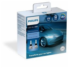 Лампа автомобильная светодиодная Philips H3 12/24V-LED (PK22s) 6500K 25W Ultinon Essential LED (к.уп.2 шт.)