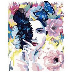 Картина по номерам Фрея 50*40 см, "Девушка с черным пером" (PNB/R1 №126)