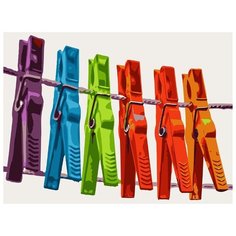 Картина по номерам Фрея 40*30 см, "Прищепки на веревочке" (PNB/C3 №08)