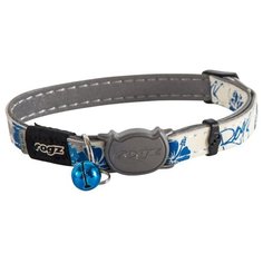Rogz ошейник для кошки серия Glow Cat размер S, обхват шеи 20-31 см, серый, синий