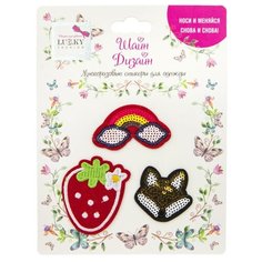 Многоразовые стикеры для одежды Lukky Fashion, Шайн Дизайн, 3 шт, (радуга, клубника, лисичка) (Т19720)