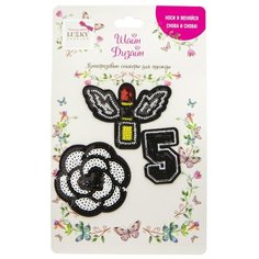 Многоразовые стикеры для одежды Lukky Fashion, Шайн Дизайн, 3 шт, (помада, цветок, цифра 5) (Т19719)