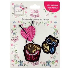 Многоразовые стикеры для одежды Lukky Fashion, Шайн Дизайн, 3 шт, (сердце, сова, картофель фри) (Т19721)