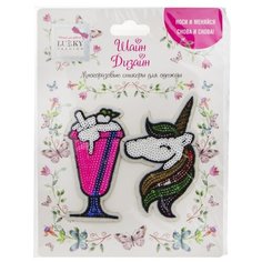 Многоразовые стикеры для одежды Lukky Fashion, Шайн Дизайн, 2 шт, (коктейль, единорог) (Т19707)