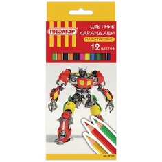 Пифагор Карандаши цветные Боевой робот 12 цветов (181341)