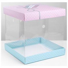 Коробка подарочная Дарите счастье Have a nice day 30 x 30 x 30 см голубой/розовый