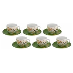 Чайный сервиз Domenik Paradise bird, 6 персон, 12 предм., белый/зеленый
