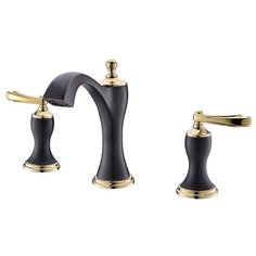 Смеситель для раковины (умывальника) Timo Unari 7511/04F Black-Antique двухрычажный встраиваемый черный антик/золото