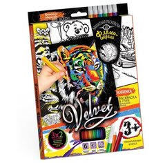 Danko Toys Бархатная раскраска фломастерами "Velvet" Тигр 1