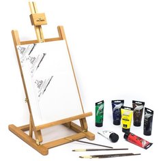 Мольберт Малевичъ МЛ-57 в стартовом наборе для живописи акрилом (830208) коричневый