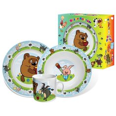 Столовый сервиз PRIORITY Винни Пух, 1 персона, 3 предм., слоновая кость, коричневый, голубой