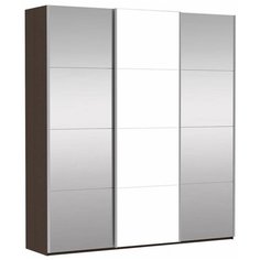Шкаф-купе для спальни Е1 Прайм Трио (комбинированный фасад / два зеркала), (ШхГхВ): 180х57х230 см, венге/белый снег
