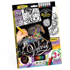 Danko Toys Бархатная раскраска фломастерами "Velvet" Лошадь 1