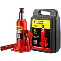 Домкрат бутылочный гидравлический STAYER 43160-6-K_z01 (6 т) красный