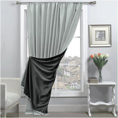 Портьеры Amore Mio RR MILAN на ленте 270 см 1 шт. серый/черный
