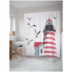 Штора для ванной JoyArty Чайки на маяке 180х200 (sc-14958)
