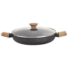Сотейник Fissman Spark Stone 5037, 28 см, с крышкой, черный