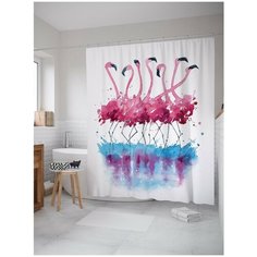 Штора для ванной JoyArty Фламинго акварелью 180х200 (sc-25199)