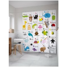 Штора для ванной JoyArty Алфавит с животными 180х200 (sc-29500)