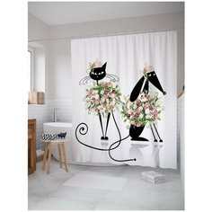 Штора для ванной JoyArty Цветочные питомцы 180х200 (sc-9732)