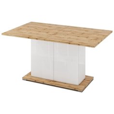 Стол кухонный Принцесса Мелания Куба, раскладной, ДхШ: 150 х 90 см, длина в разложенном виде: 200 см, дуб сонома/белый глянец