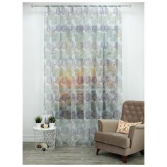 Тюль Amore Mio RR 7018-04 на ленте 270 см белый/зеленый/фиолетовый