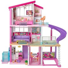 Barbie Дом мечты трехэтажный с лифтом и мебелью GNH53, розовый