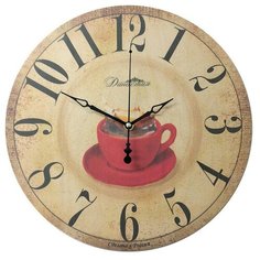 Часы настенные кварцевые Династия Чашка светло-коричневый