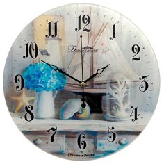 Часы настенные кварцевые Династия Морской прованс серый