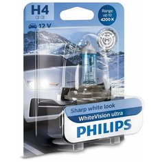 Лампа автомобильная галогенная Philips WhiteVision Ultra 12342WVUB1 H4 12V 60/55W 1 шт.