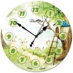 Часы настенные кварцевые Династия Лесная поляна 01-043 зеленый/голубой
