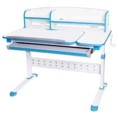 Стол детский MEALUX Martin с надстройкой 100x60 см белый/синий