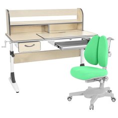 Комплект для работы стоя Anatomica Smart-60 парта Study-120 Lux + кресло Armata Duos + надстройка + органайзер + ящик клен/серый/зеленый