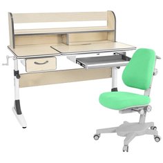 Комплект для работы стоя Anatomica Smart-60 парта Study-120 Lux + кресло Armata + надстройка + органайзер + ящик клен/серый/зеленый