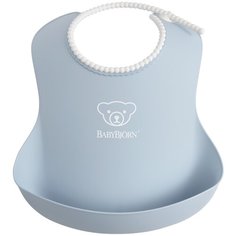 BabyBjorn Мягкий нагрудник, голубой/голова мишки