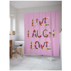 Штора для ванной JoyArty Живи.Смейся.Люби 180x200 розовый