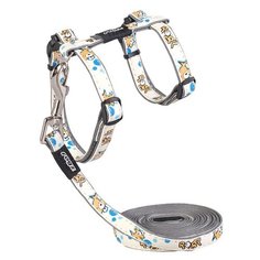 Комплект Rogz GlowCat XS CLJ209 (поводок + шлейка) белый/желтый