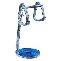 Комплект Rogz NightCat S CLJ08 (поводок + шлейка) голубой