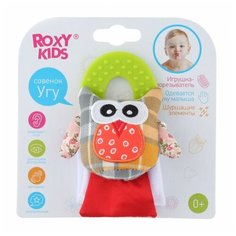 Прорезыватель-погремушка ROXY-KIDS Игрушка на руку Совенок Угу желтый/зеленый/красный